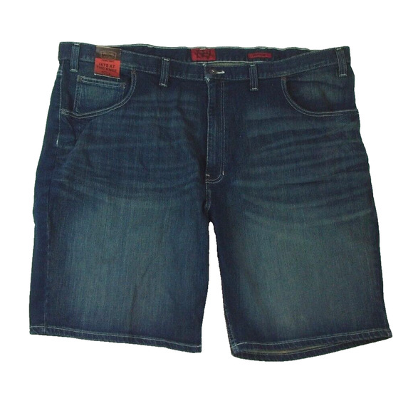 Foundry‎ Young Mens Flex Denim Shorts Size 52 ( 49x 9.5") Blue Hit At The Knee - Picture 1 of 7